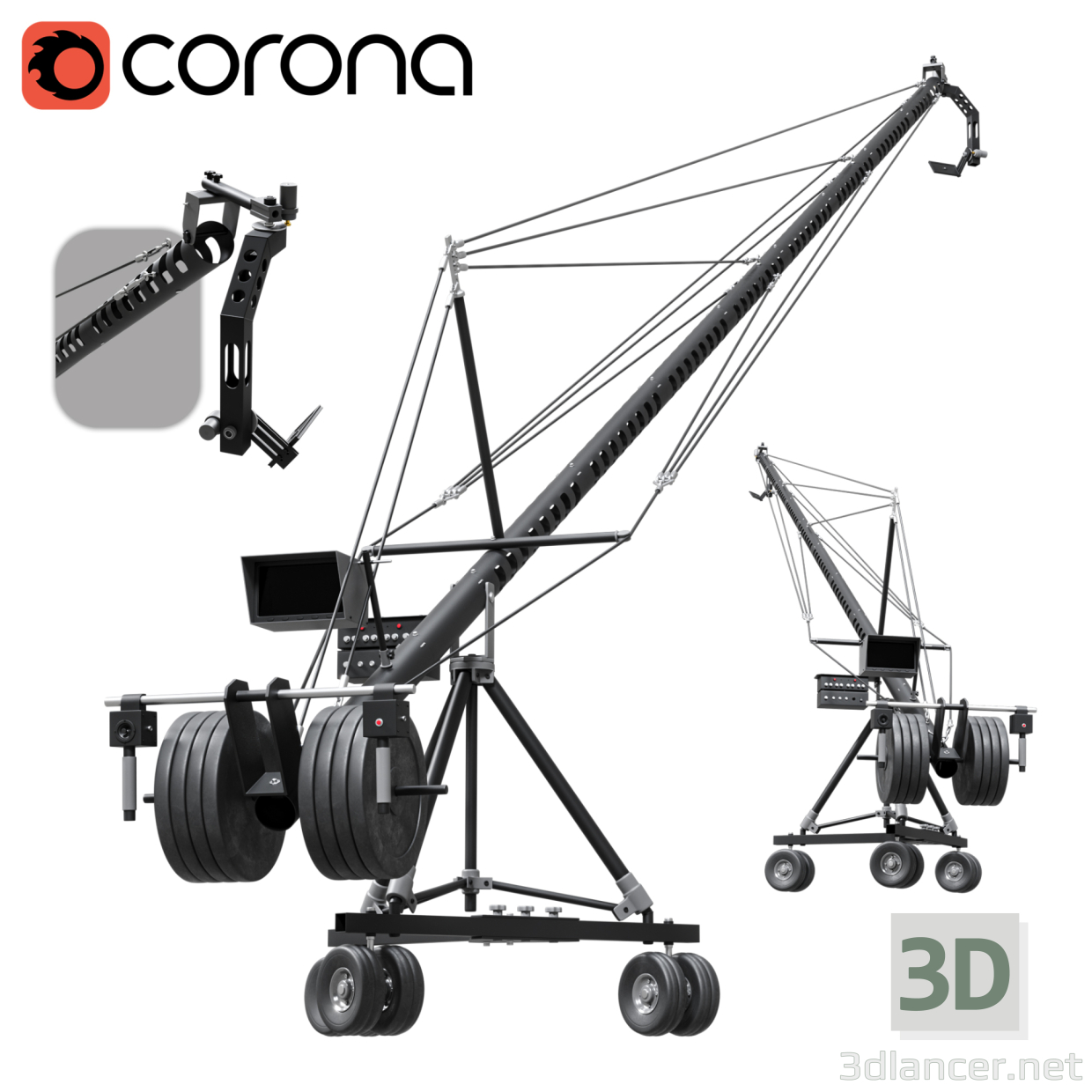 modello 3D di Telecamera Cinema Crane Argento comprare - rendering