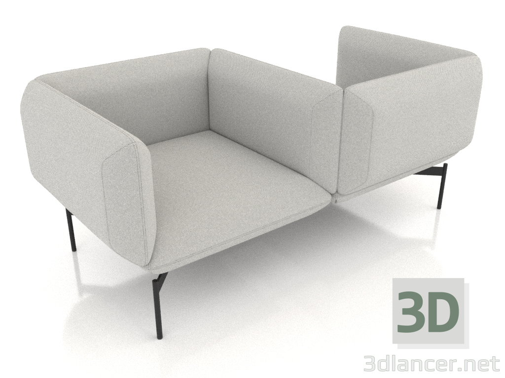3D Modell Sofamodul 2-Sitzer Schlange - Vorschau