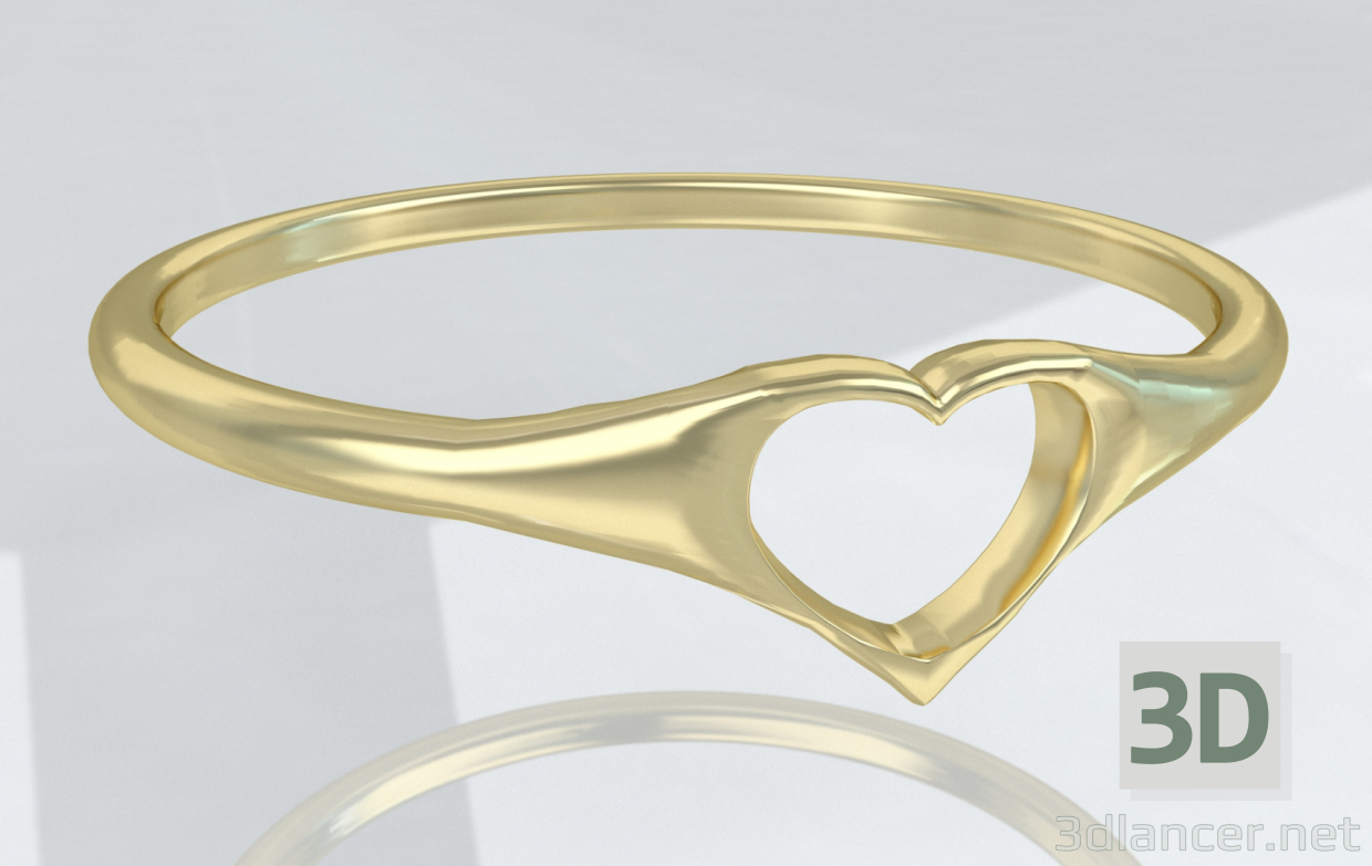 3d Wedding ring Heart model buy - render