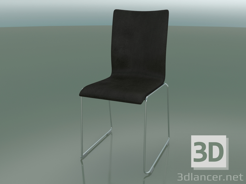 3D modeli Kızakta yüksek arkalıklı, deri döşemeli koltuk (108) - önizleme