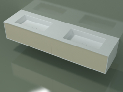 Washbasin with drawers (06UCA2421, Bone C39, L 192, P 50, H 36 cm)