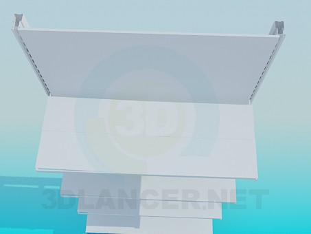3d модель Стеллаж пристенный металлический – превью 3d модель Стеллаж пристенный металлический – превью