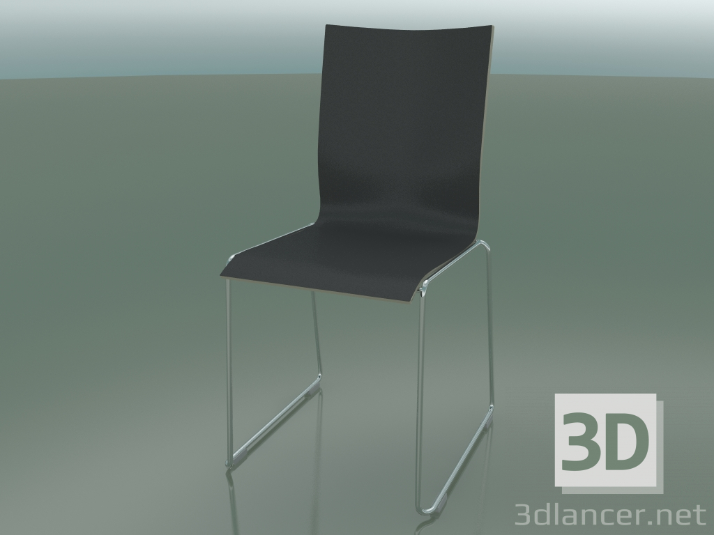 modello 3D Sedia con schienale alto con base a slitta, senza rivestimento (108) - anteprima