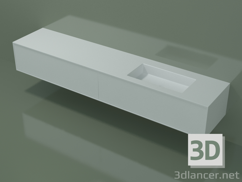 3D Modell Waschbecken mit Schubladen (06UCÂ24D1, Glacier White C01, L 240, P 50, H 36 cm) - Vorschau