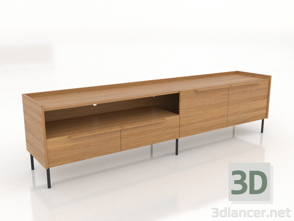 3d model TV stand LARGE OPEN 2200 mm (natural oak) - preview 3d model TV stand LARGE OPEN 2200 mm (natural oak) - preview