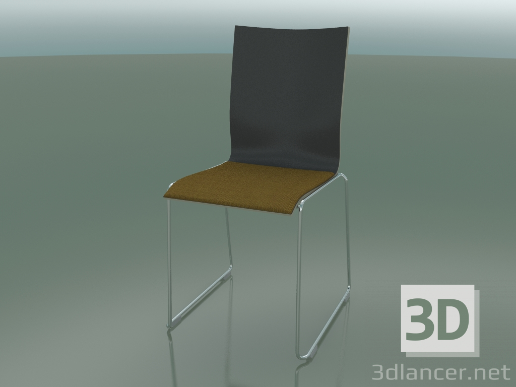 Modelo 3d Cadeira com encosto alto sobre trenó com estofamento em tecido (108) - preview