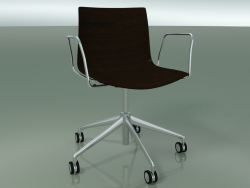 Stuhl 0352 (5 Räder, mit Armlehnen, LU1, ohne Polsterung, Wenge)