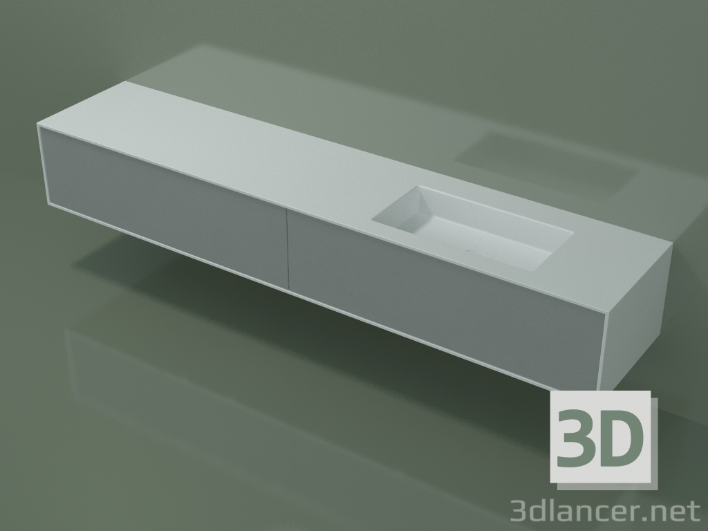 3D Modell Waschbecken mit Schubladen (06UCÂ24D1, Silbergrau C35, L 240, P 50, H 36 cm) - Vorschau