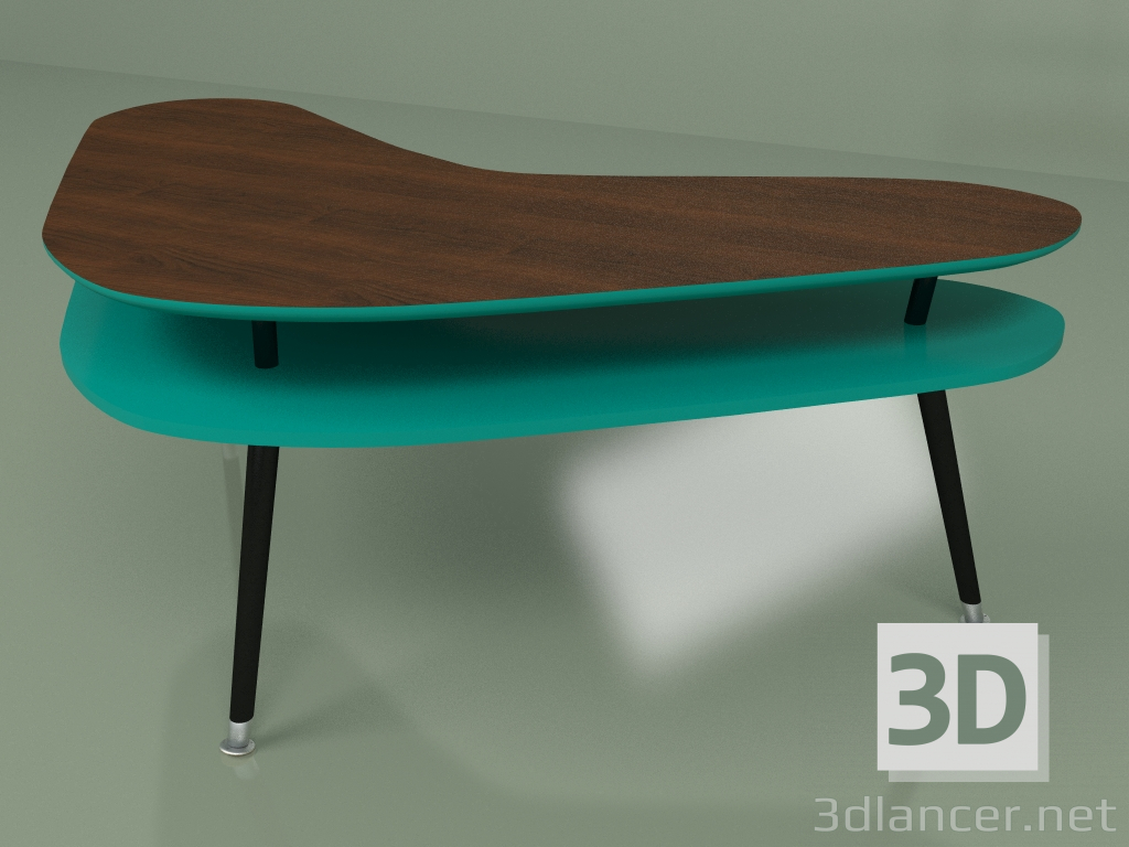 modello 3D Tavolino Boomerang (turchese) - anteprima