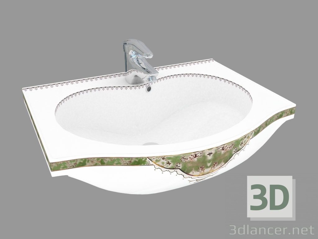 3D Modell Waschbecken 548 (grüne Dekoration) - Vorschau