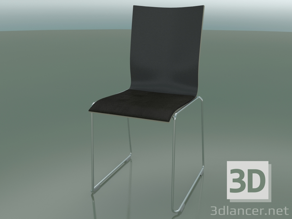 modello 3D Sedia con schienale alto su slitta, rivestimento in pelle del sedile (108) - anteprima