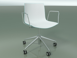 Stuhl 0380 (5 Räder, mit Armlehnen, LU1, zweifarbiges Polypropylen)