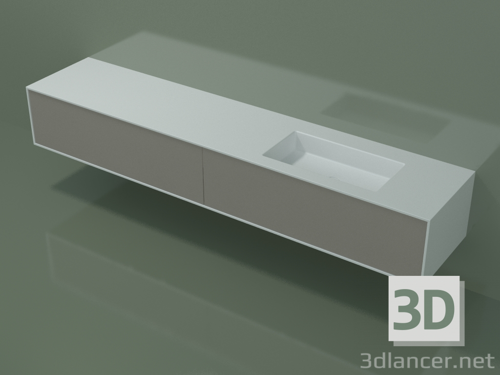 3D Modell Waschbecken mit Schubladen (06UC 24D1, Ton C37, L 240, P 50, H 36 cm) - Vorschau
