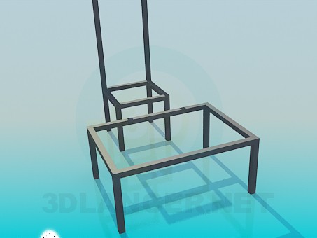 modelo 3D Conjunto de taburete de la mesa - escuchar modelo 3D Conjunto de taburete de la mesa - escuchar