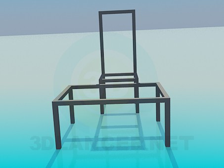 modelo 3D Conjunto de taburete de la mesa - escuchar modelo 3D Conjunto de taburete de la mesa - escuchar