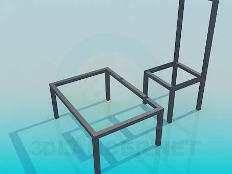 modelo 3D Conjunto de taburete de la mesa - escuchar modelo 3D Conjunto de taburete de la mesa - escuchar