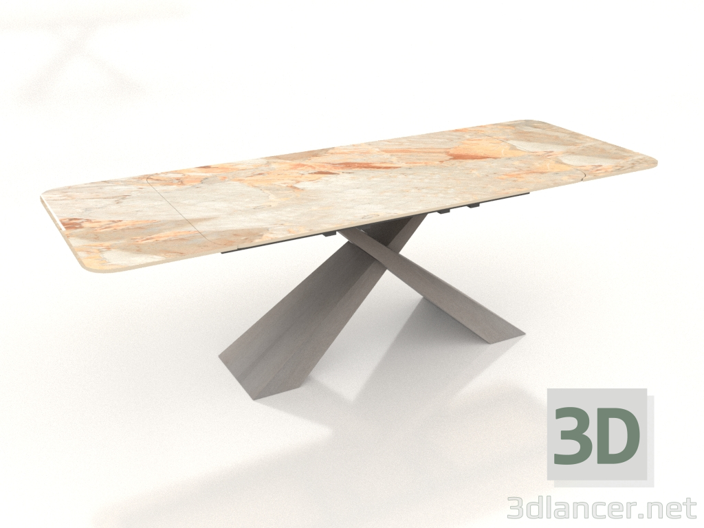modello 3D Tavolo pieghevole Torino 160-240 (ceramica grigia-rovere grigio) - anteprima