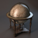 modèle 3D de Globe terrestre vintage sur support en bois pbr modèle 3D Low-poly acheter - rendu