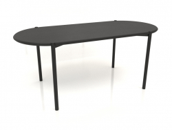 डाइनिंग टेबल DT 08 (गोल सिरे) (1825x819x754, लकड़ी का काला)