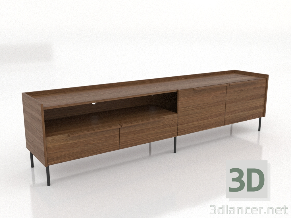 3d модель Тумба ТВ LARGE OPEN 2200 мм (светлый орех) – превью 3d модель Тумба ТВ LARGE OPEN 2200 мм (светлый орех) – превью