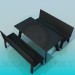 modèle 3D Table et banc - preview