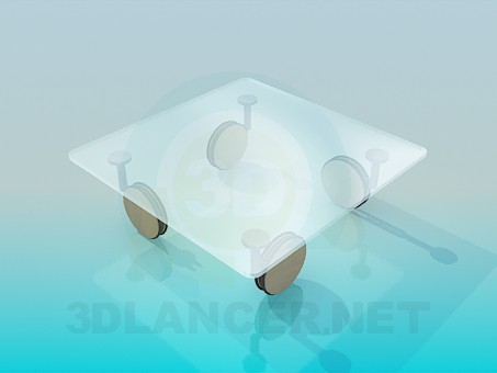 modelo 3D Mesa de centro con ruedas grandes - escuchar modelo 3D Mesa de centro con ruedas grandes - escuchar