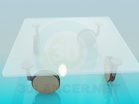 modelo 3D Mesa de centro con ruedas grandes - escuchar modelo 3D Mesa de centro con ruedas grandes - escuchar