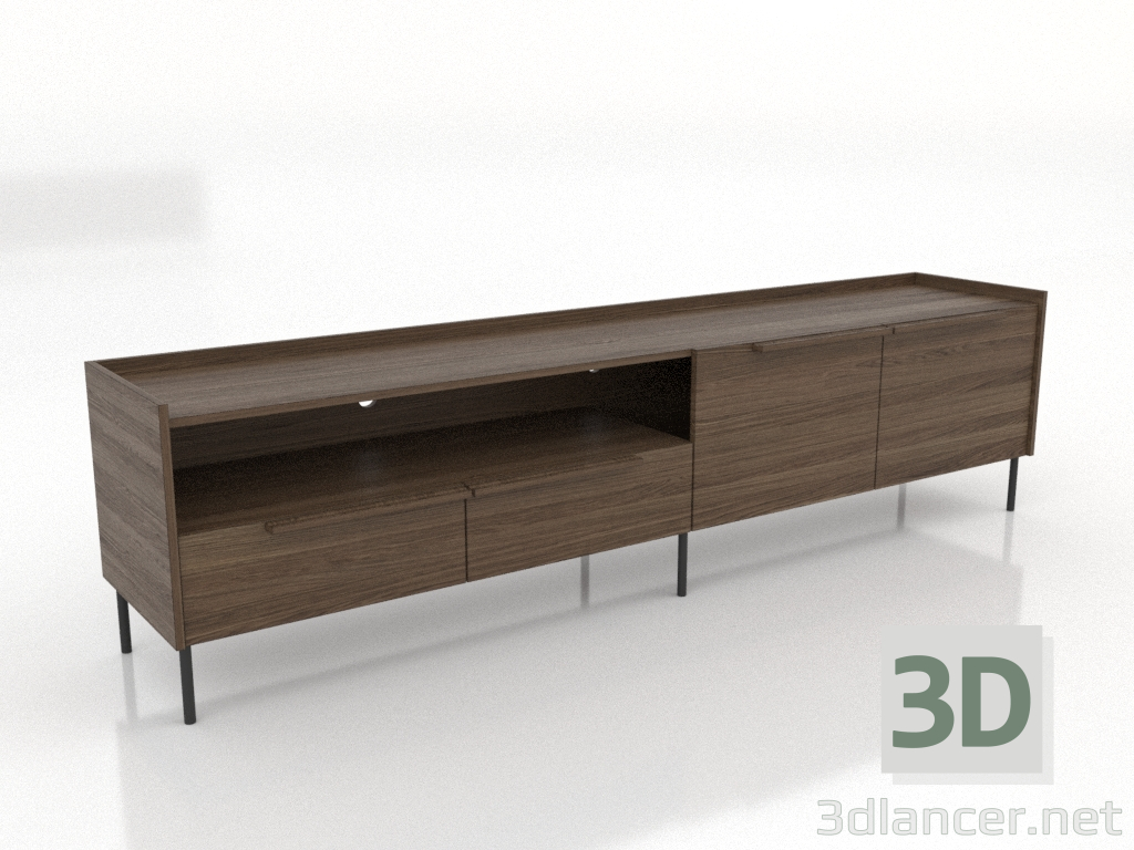 modello 3D Mobile porta TV LARGE OPEN 2200 mm (frassino noce alleggerito) - anteprima modello 3D Mobile porta TV LARGE OPEN 2200 mm (frassino noce alleggerito) - anteprima