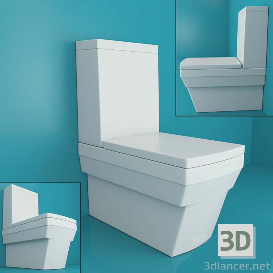 modello 3D wc monoblocco con cassetta - anteprima