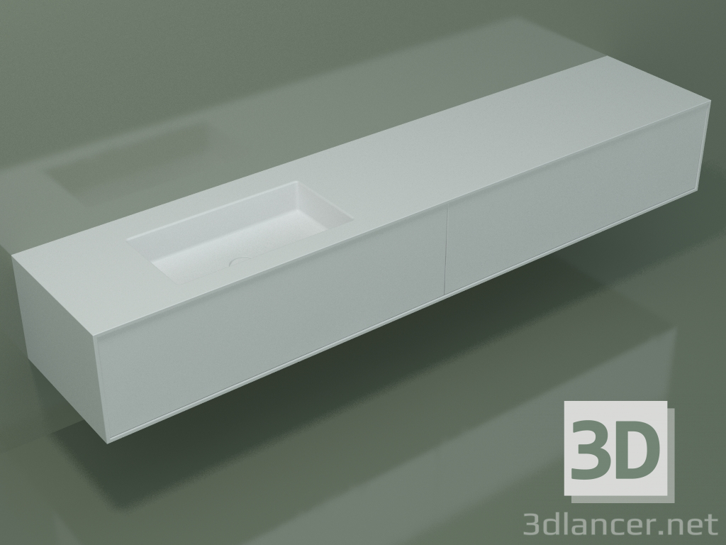 3D Modell Waschbecken mit Schubladen (06UCÂ24S1, Glacier White C01, L 240, P 50, H 36 cm) - Vorschau