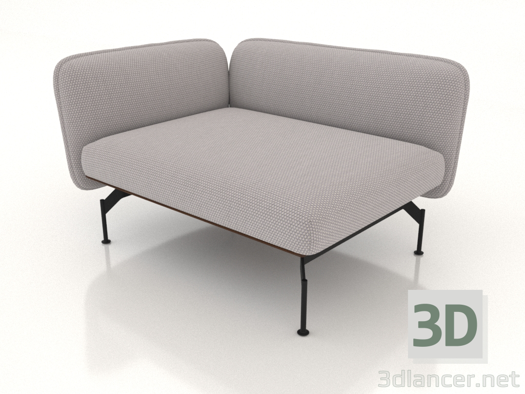 3d model Módulo sofá de 1,5 plazas con reposabrazos a la izquierda (tapizado exterior de piel) - vista previa