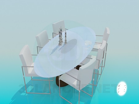 modelo 3D mesa y sillas para la sala de estar - escuchar modelo 3D mesa y sillas para la sala de estar - escuchar