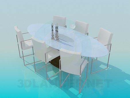 modelo 3D mesa y sillas para la sala de estar - escuchar modelo 3D mesa y sillas para la sala de estar - escuchar