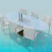 modello 3D tavolo e sedie per il salotto - anteprima