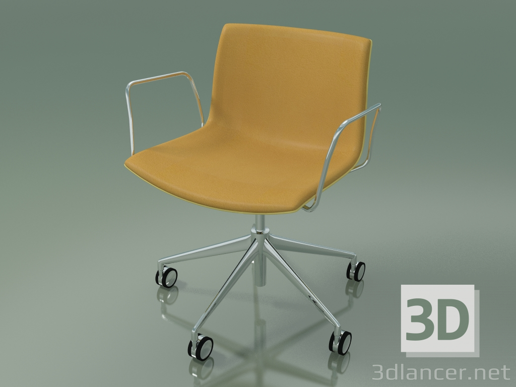 modèle 3D Chaise 2048 (5 roulettes, avec accoudoirs, chromé, avec garniture avant, PO00415) - preview
