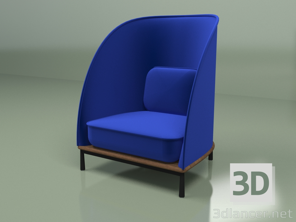 3D modeli Koltuk Ark Highback (mavi) - önizleme