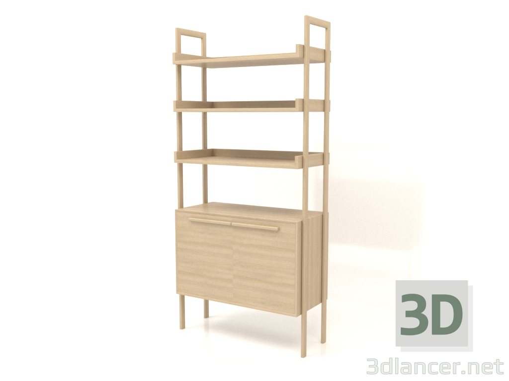 modello 3D Scaffalatura ST 03 (900x400x1900, legno bianco) - anteprima