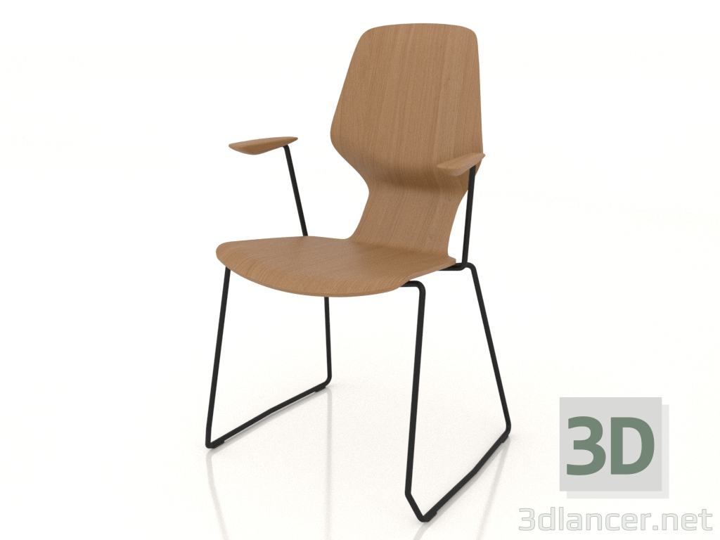 Modelo 3d Cadeira sobre corrediças D12 mm com braços - preview