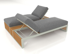 Double bed for relaxation with an aluminum frame made of artificial wood (Cement gray)