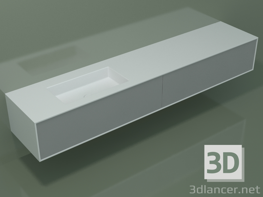 3D Modell Waschbecken mit Schubladen (06UCÂ24S1, Silbergrau C35, L 240, P 50, H 36 cm) - Vorschau