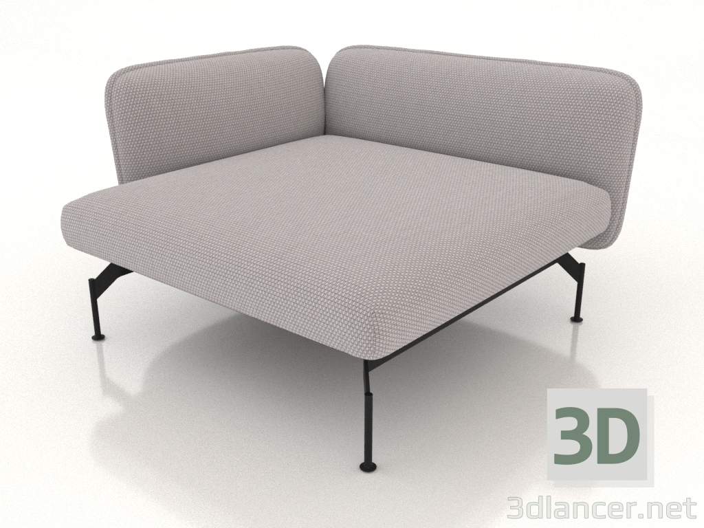 3D modeli Sol tarafta 85 kol dayama yeri olan 1,5 kişilik derin kanepe modülü (dış tarafta deri döşeme) - önizleme