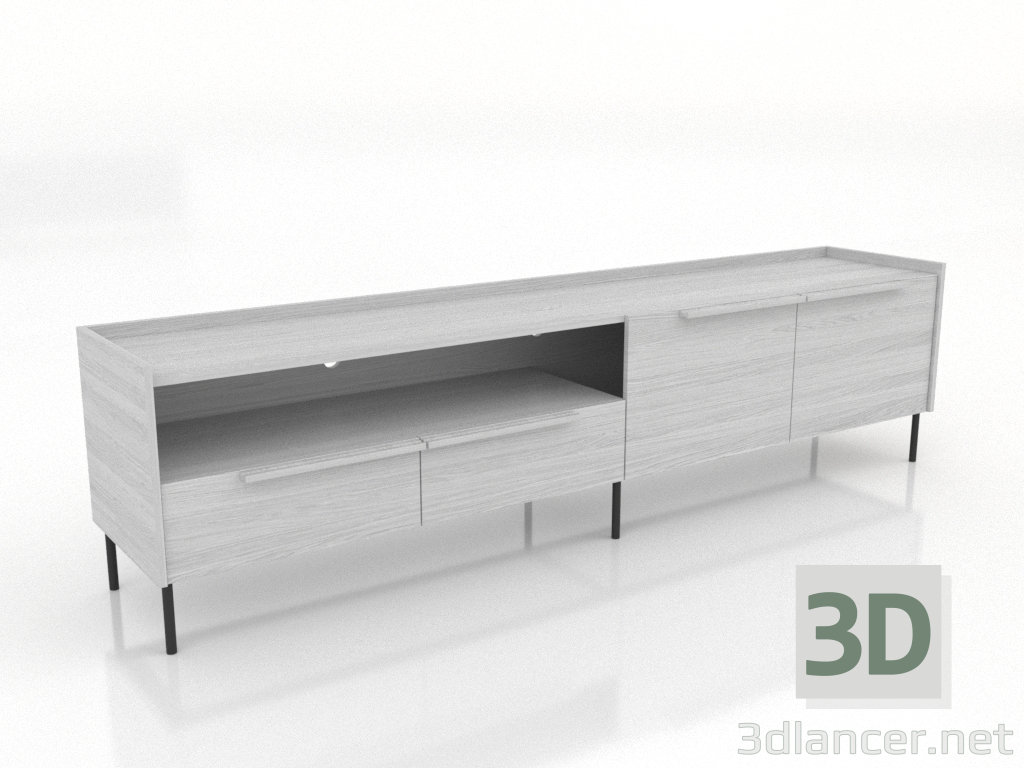 modèle 3D Meuble TV LARGE OPEN 2200 mm (blanc RAL 9010) - preview modèle 3D Meuble TV LARGE OPEN 2200 mm (blanc RAL 9010) - preview