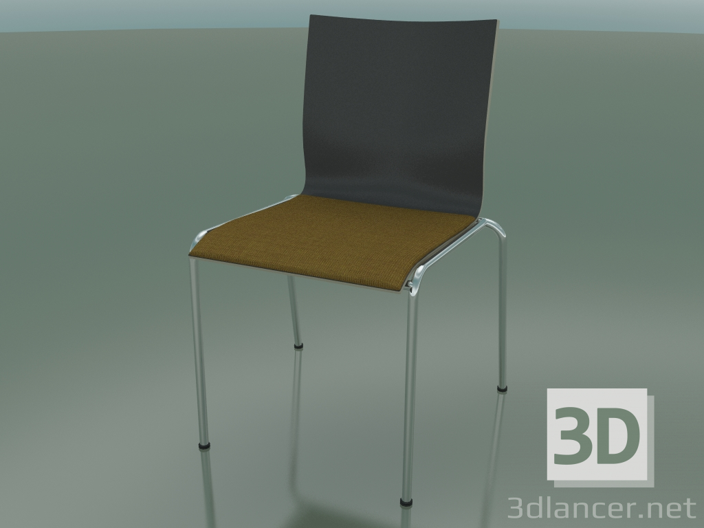 3d модель Стілець з чотирма ніжками і додаткової шириною, з оббивкою сидіння з тканини (121) – превью