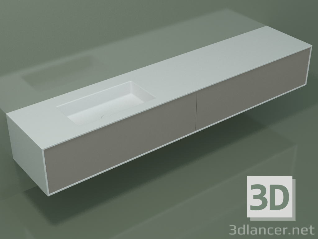 modello 3D Lavabo con cassetti (06UCВ24S1, Clay C37, L 240, P 50, H 36 cm) - anteprima