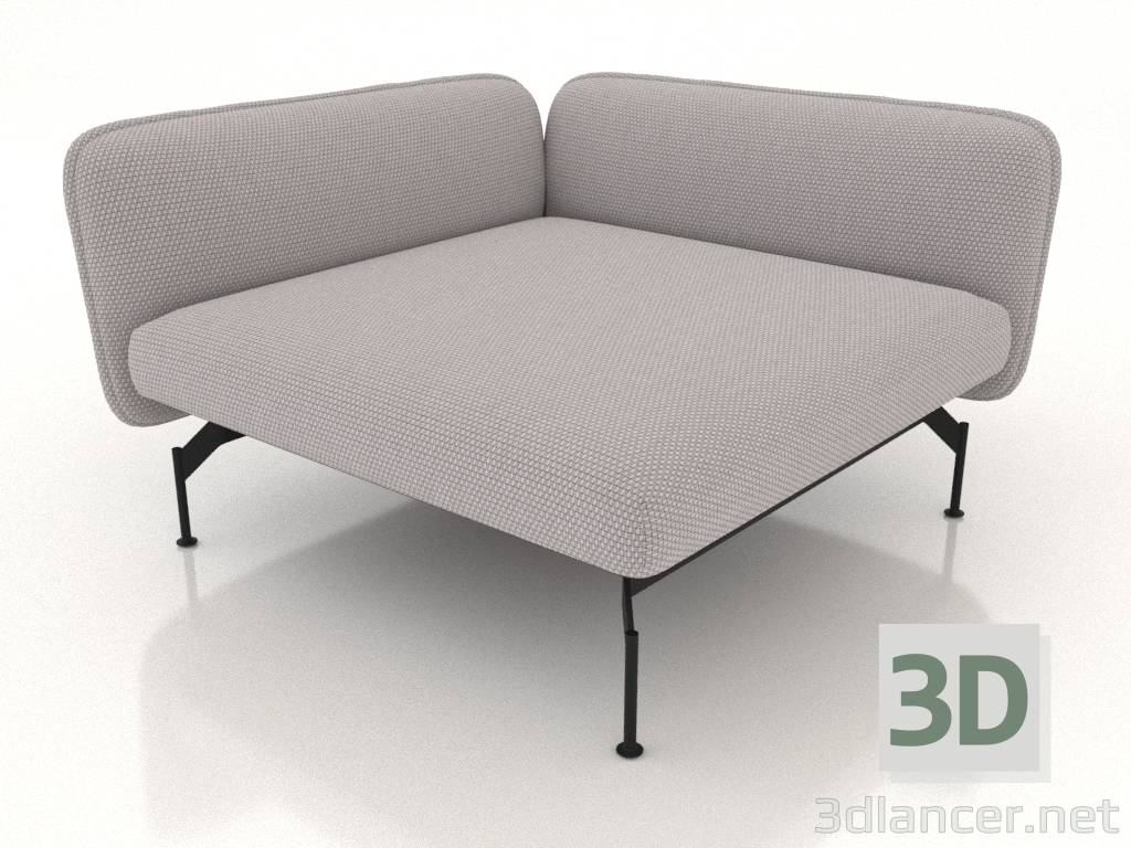 3D modeli Sol tarafta 110 kol dayama yeri olan 1,5 kişilik derin kanepe modülü (dış tarafta deri döşeme) - önizleme