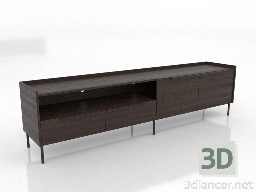 modèle 3D Meuble TV LARGE OUVERT 2200 mm (frêne noyer) - preview modèle 3D Meuble TV LARGE OUVERT 2200 mm (frêne noyer) - preview