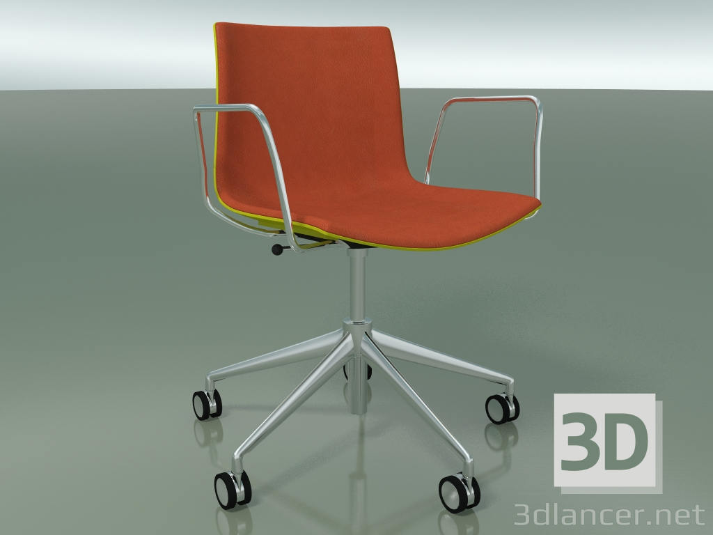 3D modeli Sandalye 0384 (5 tekerlekli, kolçaklı, LU1, ön kaplamalı, PO00118) - önizleme