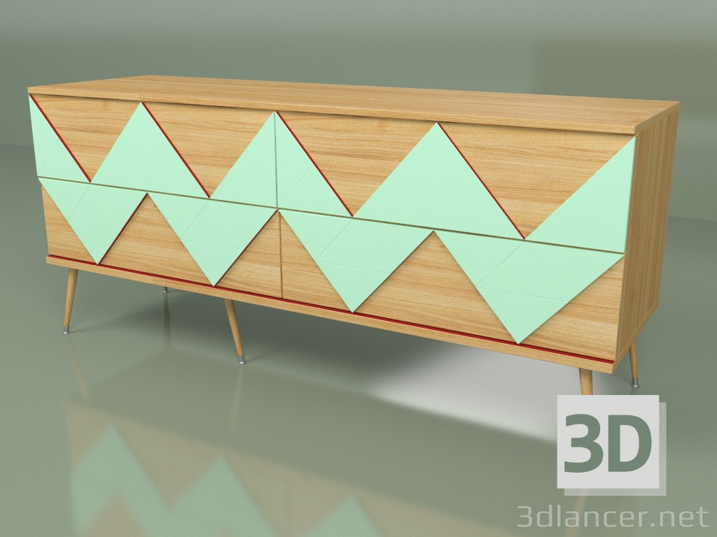 3d model Chest of drawers Granny Woo (sea wave, light veneer) - preview