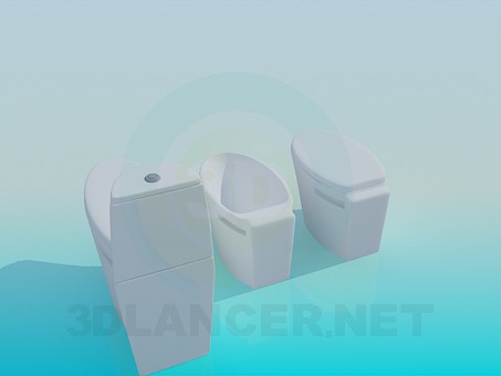 3d model Toilet and bidet in a set - preview 3d model Toilet and bidet in a set - preview
