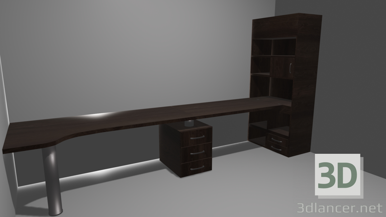 Modelo 3d Mesa com armário - preview